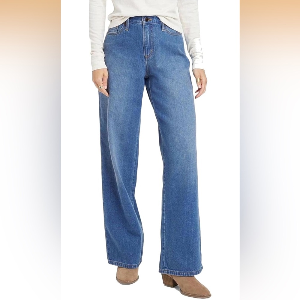 Women’s SUPER WIDE LEG RELAXED HIP & THIGH amSUPER WIDE LEG Medium Wash 12 NEW